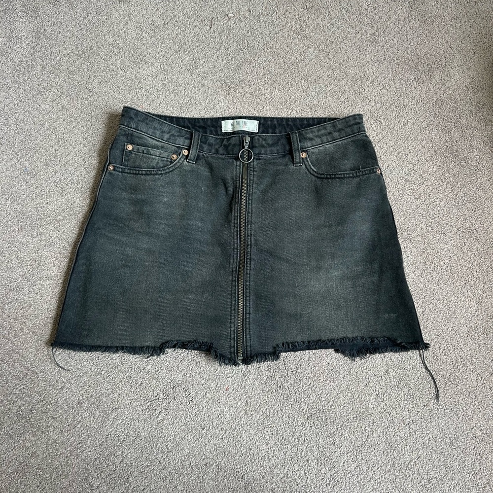 Free People Black Denim Mini Skirt